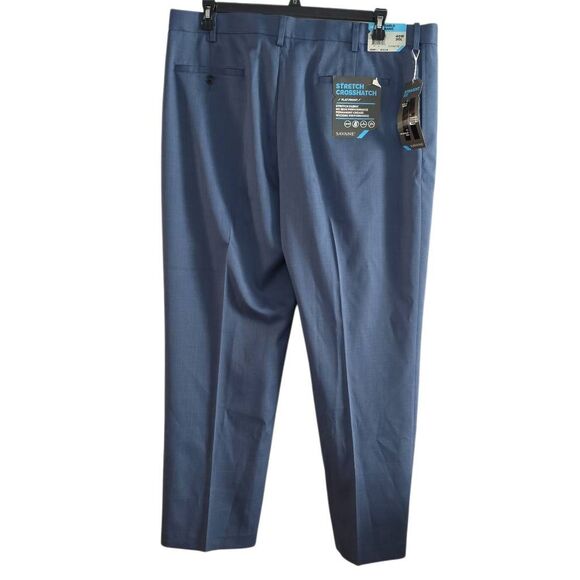 Savane Men's Size 40x30 Vintage Indigo Dlat Front No Iron Wicking Dress Pants - Picture 8 of 8